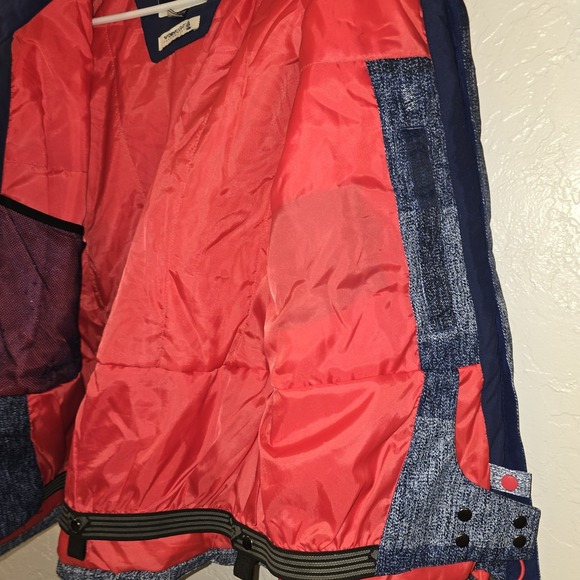 Roxy Jacket Womens Medium Blue Pink Stripe DryFlight 10K Snow Ski Coat Hood $200 - Picture 8 of 16